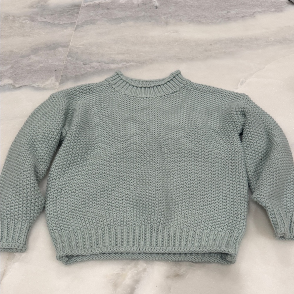 Kids Sage Green Chunky Knit Sweater | Size Small (No Tag)